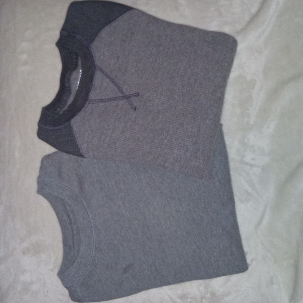 Boys Arizona long sleeve tee and thermal tee, size S -8, gray